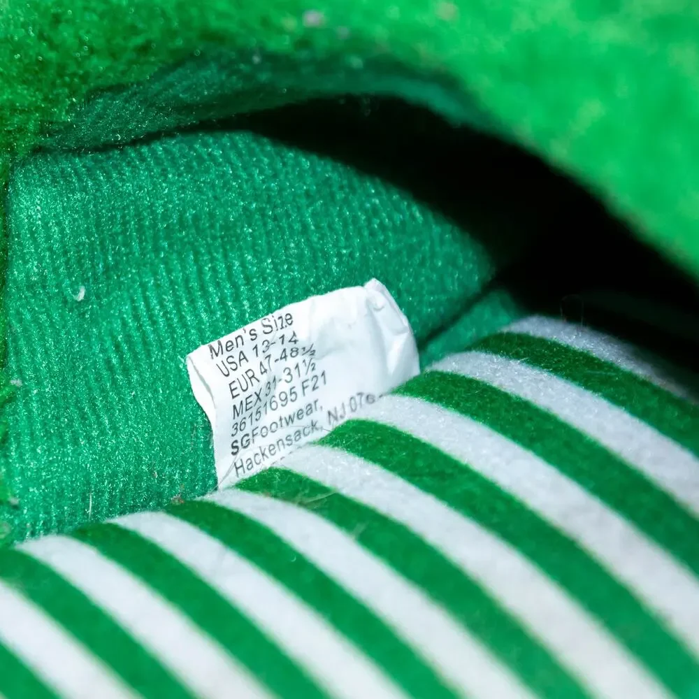 Dr Seuss The Grinch Mens Slippers Christmas Holiday Santa Hat Green 13/14